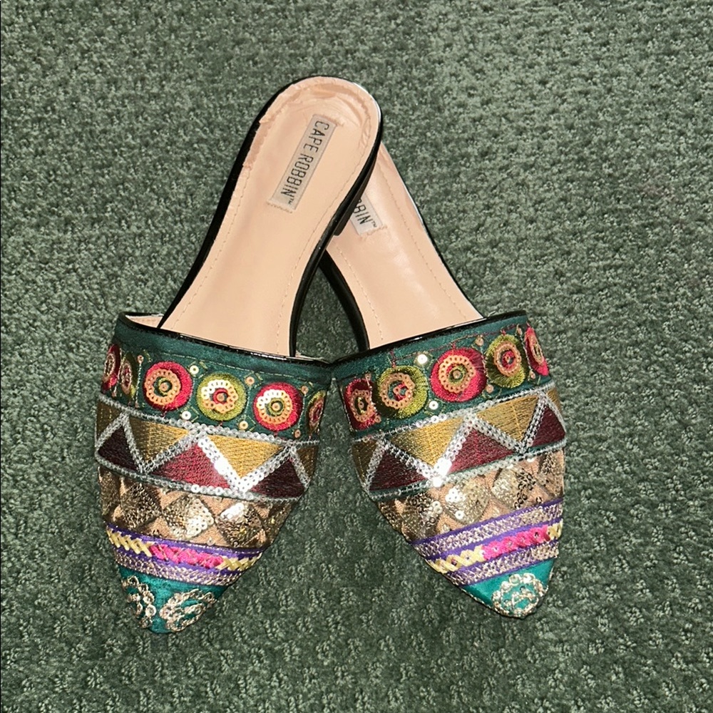 Colorful Embroidered Mules